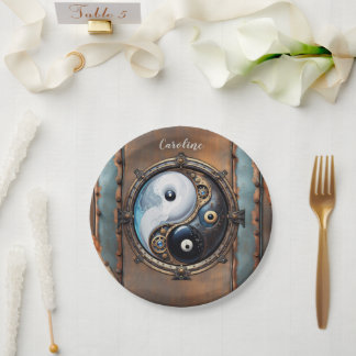 Elegant sign of yin yang paper plate