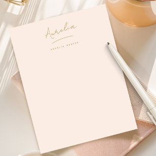 Elegant Signature Blush Pink Gold Personalised Custom Letterhead