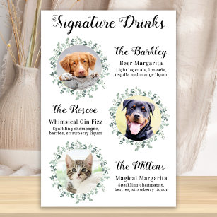 Elegant Signature Drinks Pet Wedding Dog 3 Photo Poster