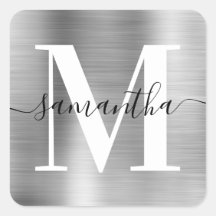 Elegant Signature Modern Monogram Silver Foil