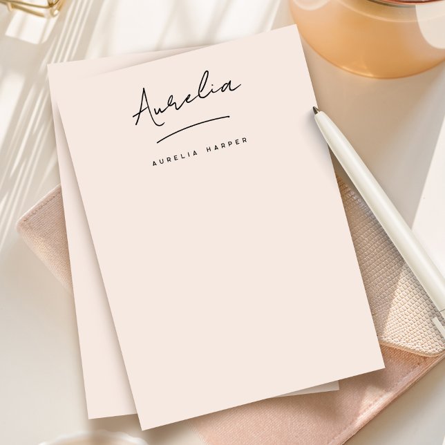 Elegant Signature Personalised Stationery Blush Card (Creator Uploaded)