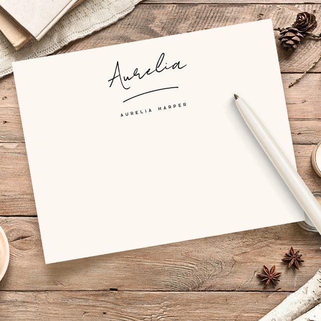 Elegant Signature Personalised Stationery Ivory Card (Creator Uploaded)