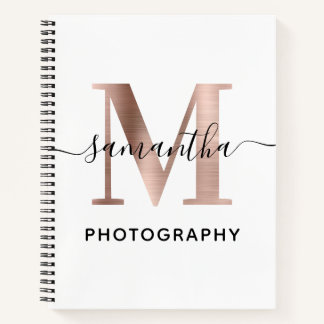 Elegant Signature Rose Gold M Monogram Logo Notebook