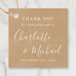 Elegant Signature Rustic Kraft Thank You Favour Tags