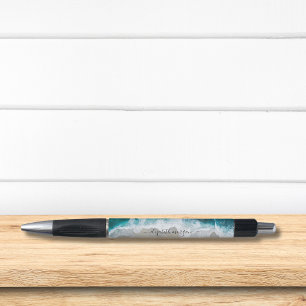 Elegant Signature Script Aqua Blue Green Beach