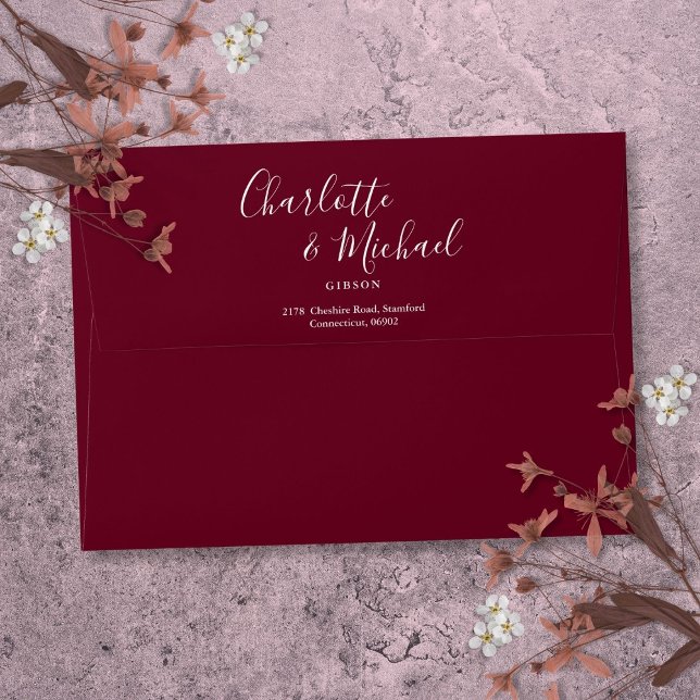 Elegant Signature Script Burgundy Return Address Envelope (Elegant Signature Script Burgundy Return Address Envelope)