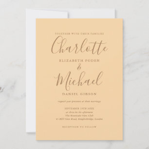 Elegant Signature Script Champagne Wedding Invitation