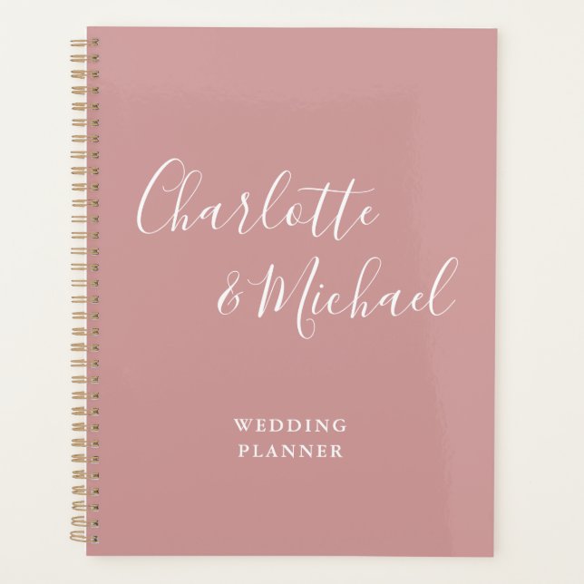 Elegant Signature Script Dusty Rose Wedding Planner (Front)