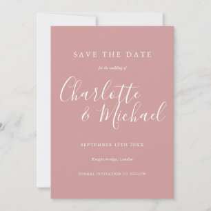 Elegant Signature Script Dusty Rose Wedding Save The Date