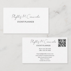 Elegant Signature Script Event Planner QR Code Bus Business Card