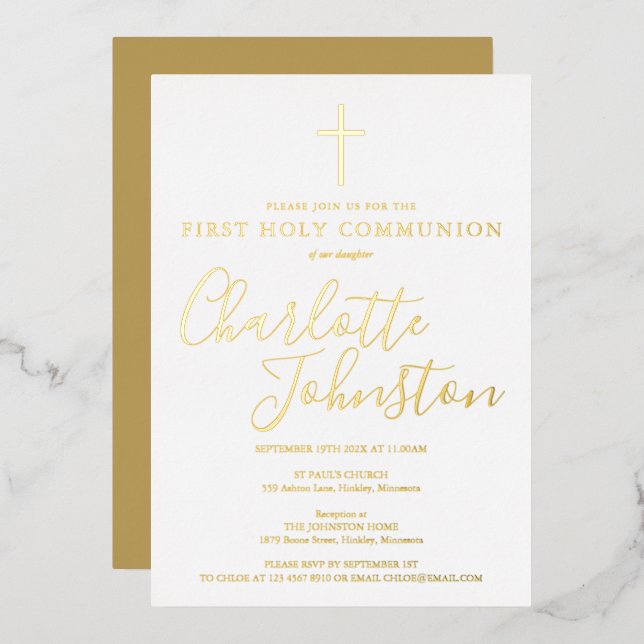 Elegant Signature Script First Holy Communion (Front/Back)