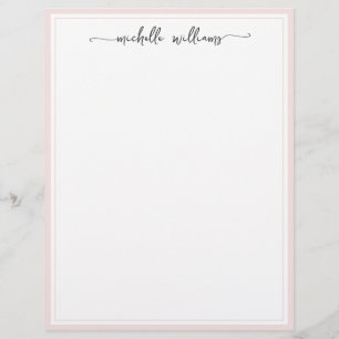 Elegant Signature Script Girly Blush Bordered Custom Letterhead