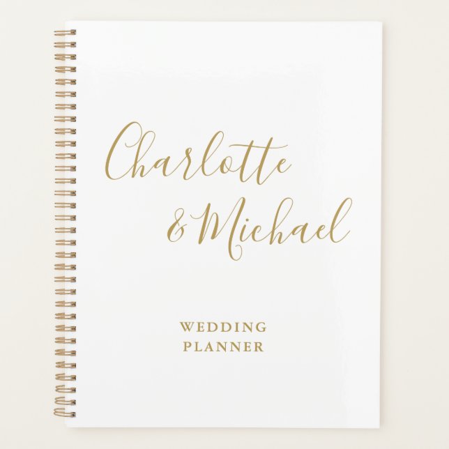Elegant Signature Script Gold Wedding Planner (Front)