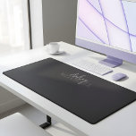 Elegant Signature Script Monogram Black Desk Mat<br><div class="desc">Desk Mat features font duo of modern calligraphy and elegant serif font.</div>