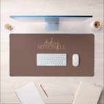 Elegant Signature Script Monogram Brown Desk Mat<br><div class="desc">Desk Mat features font duo of modern calligraphy and elegant serif font.</div>