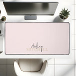 Elegant Signature Script Monogram Pink Desk Mat<br><div class="desc">Experience the pinnacle of personalised elegance with our bespoke desk mat, tailored for the discerning individual. Designed with a minimalist ethos, this mat epitomises refined sophistication, effortlessly elevating any workspace. At its core, your first name graces the surface in a script signature style, seamlessly paired with your last name presented...</div>