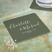 Elegant Signature Script Olive Green Wedding