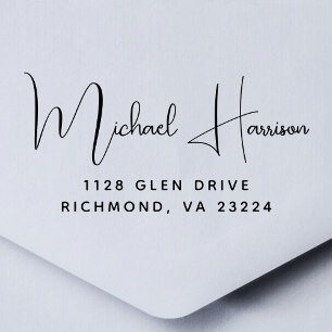 Elegant Signature Script Return Address Rubber Stamp