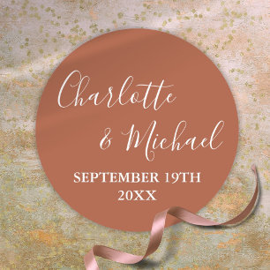 Elegant Signature Script Terracotta Classic Round Sticker