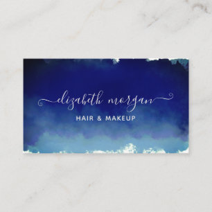 Elegant Signature Script Watercolor Blue Modern Business Card