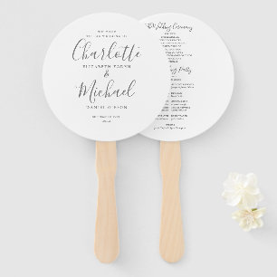 Elegant Signature Script Wedding Program Hand Fan