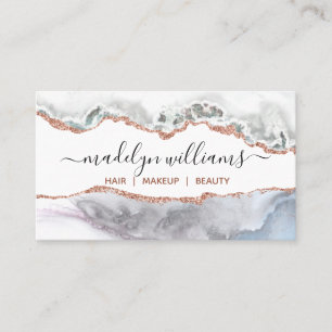Elegant Signature Script White Gold Agate Marble Business Card