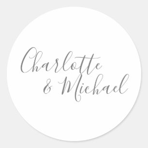 Elegant Signature Wedding Classic Round Sticker