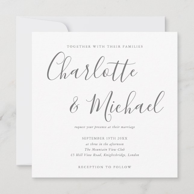 Elegant Signature Wedding Invitation (Front)