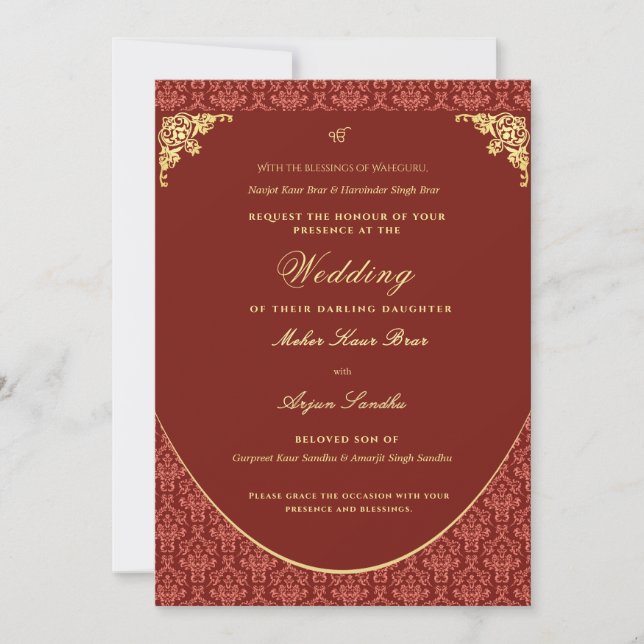 Elegant Sikh Wedding | Punjabi Wedding Invitation (Front)