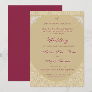 Elegant Sikh Wedding   Punjabi Wedding Invitation