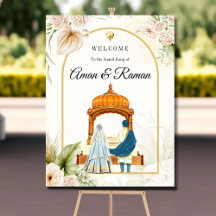 Elegant Sikh wedding welcome sign