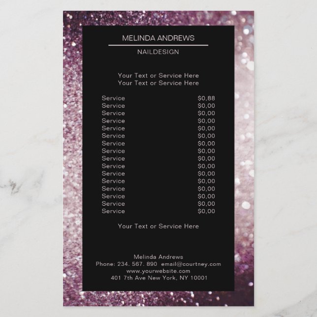 Elegant Silber Lila beidseitig Flyer (Back)