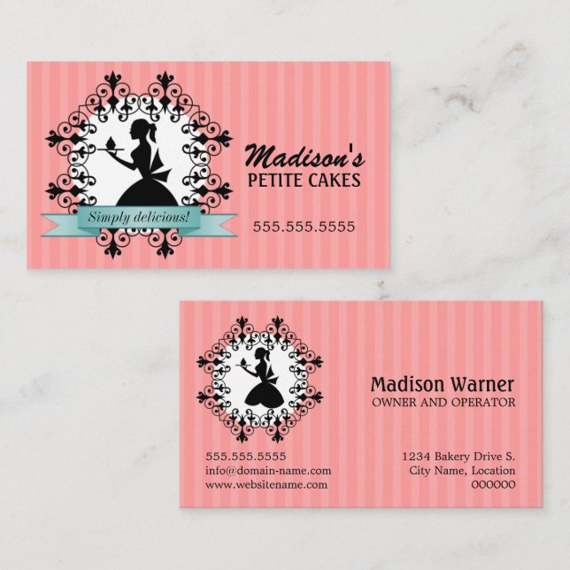 Elegant Silhouette Cupcake Business Card (Front/Back)