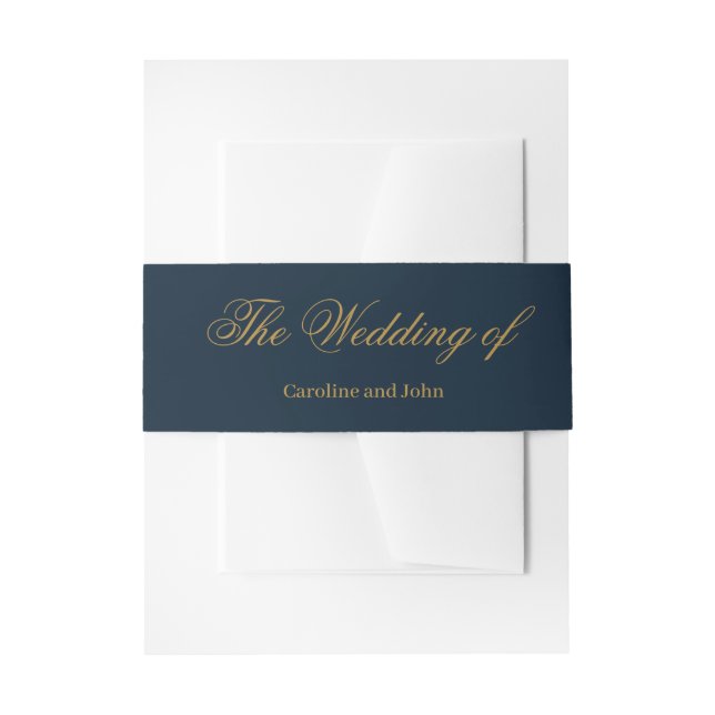 Elegant silhouette of a bride and groom invitation belly band (Front Example)