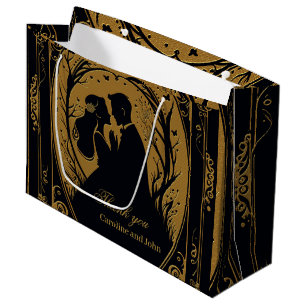 Elegant silhouette of a bride and groom large gift bag
