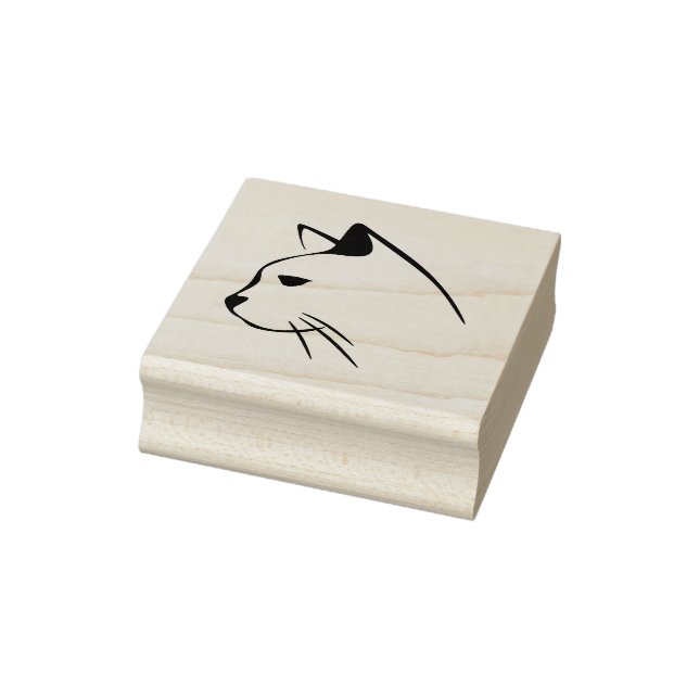  Elegant Silhouette of a Cat Art Stamp (Stamp)
