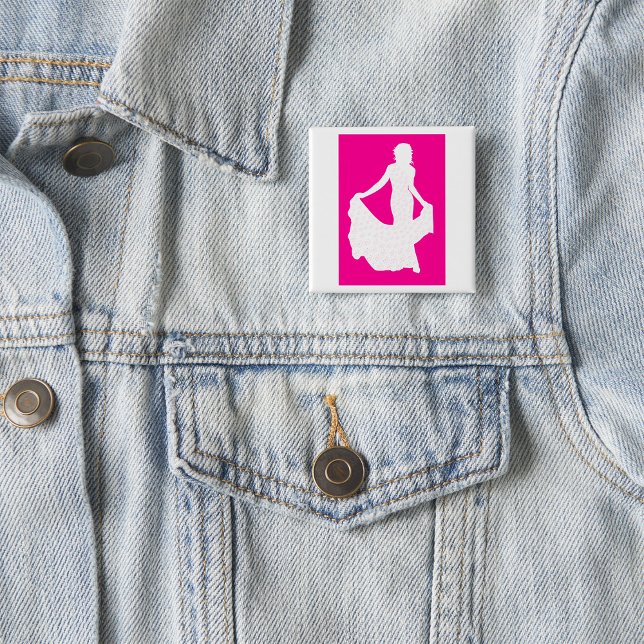 Elegant Silhouette of a Woman in Flowing Gown  15 Cm Square Badge (Creator Uploaded)