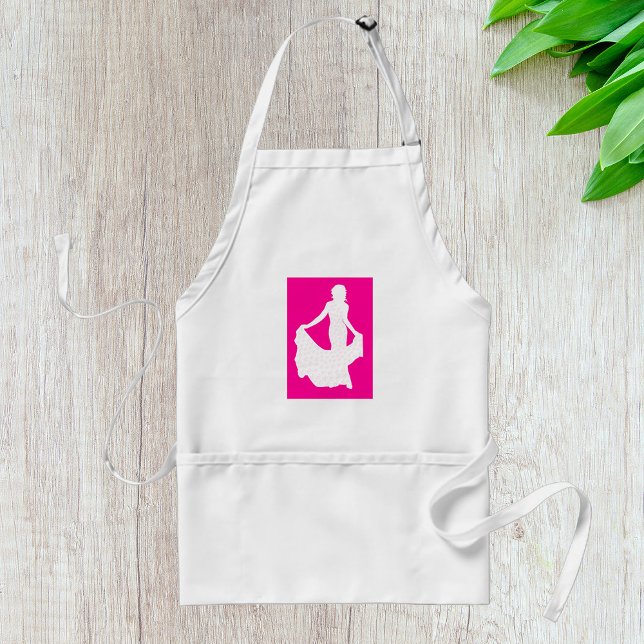 Elegant Silhouette of a Woman in Flowing Gown  Standard Apron (Creator Uploaded)