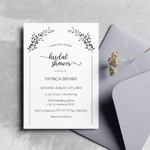 Elegant silhouette of leaves Bridal Shower Invitat Invitation
