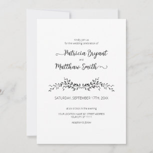 Elegant silhouette of leaves Wedding Invitation
