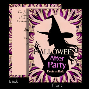 Elegant silhouette witch Halloween After Party Invitation