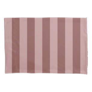 Elegant Silk Rose and Shy Pink Striped Pattern Pillowcase