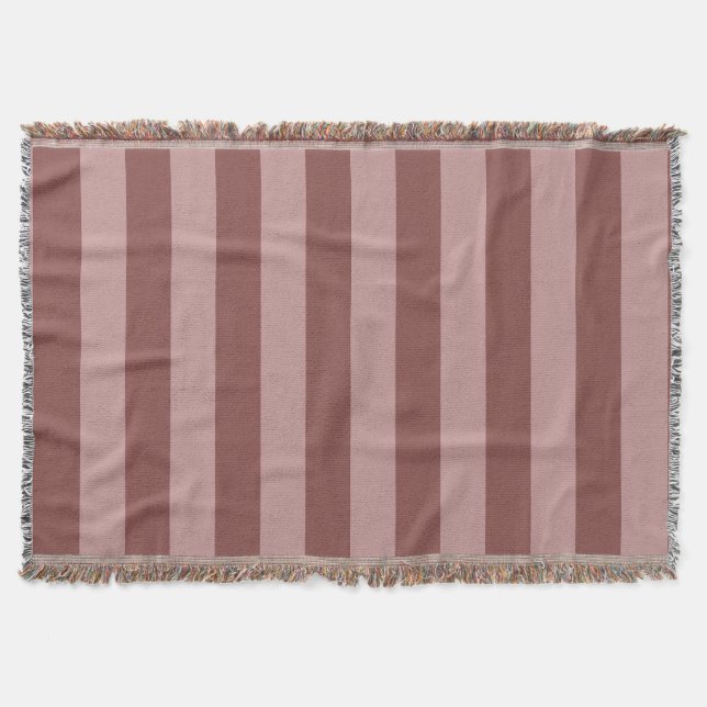 Elegant Silk Rose and Shy Pink Striped Pattern Throw Blanket (Front)