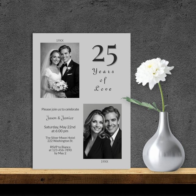 Elegant Silver 25th Anniversary Invitation (Creator Uploaded)