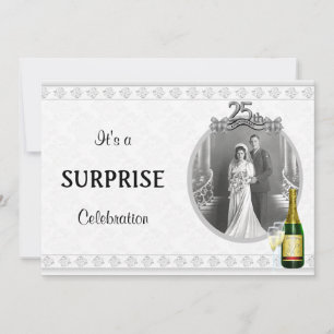Elegant Silver 25th Anniversary Party invitations
