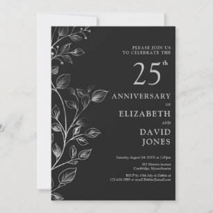 Elegant Silver 25th Wedding Anniversary Invitation