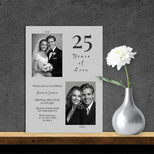 Elegant Silver 25th Wedding Anniversary Invitation