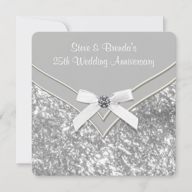 Elegant Silver 25th Wedding Anniversary Party Invitation (Front)