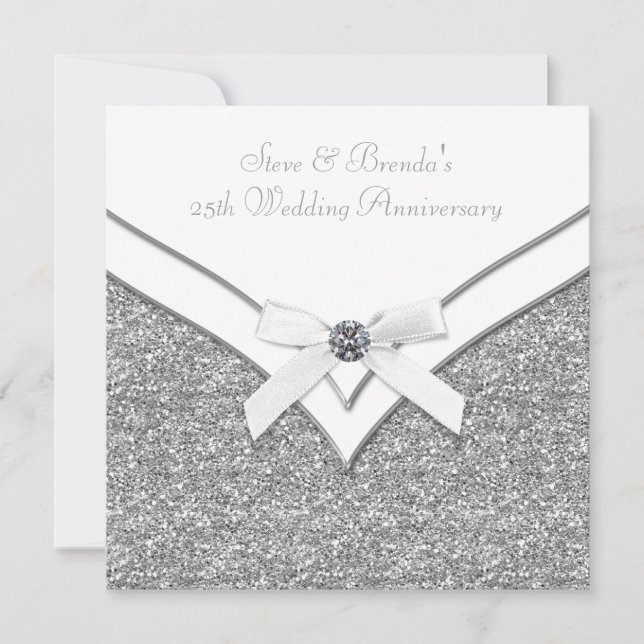 Elegant Silver 25th Wedding Anniversary Party Invitation (Front)