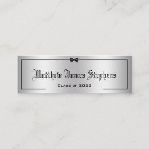 Elegant Silver 2 Formal Graduation Name Card